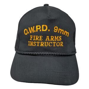 Fire Arms Instructor OWPD 9mm Snapback Trucker Hat Black OSFA Mesh Back Yupoong